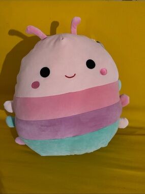 Squishmallows Pastel Pink Purple Teal Striped Caterpillar Manu Rare